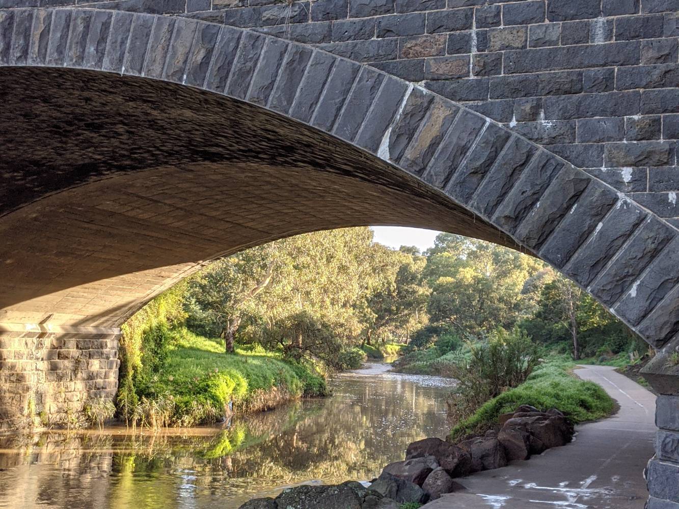 Historic bridge built by Pentridge convicts is a 400m walk away on the Merri creek