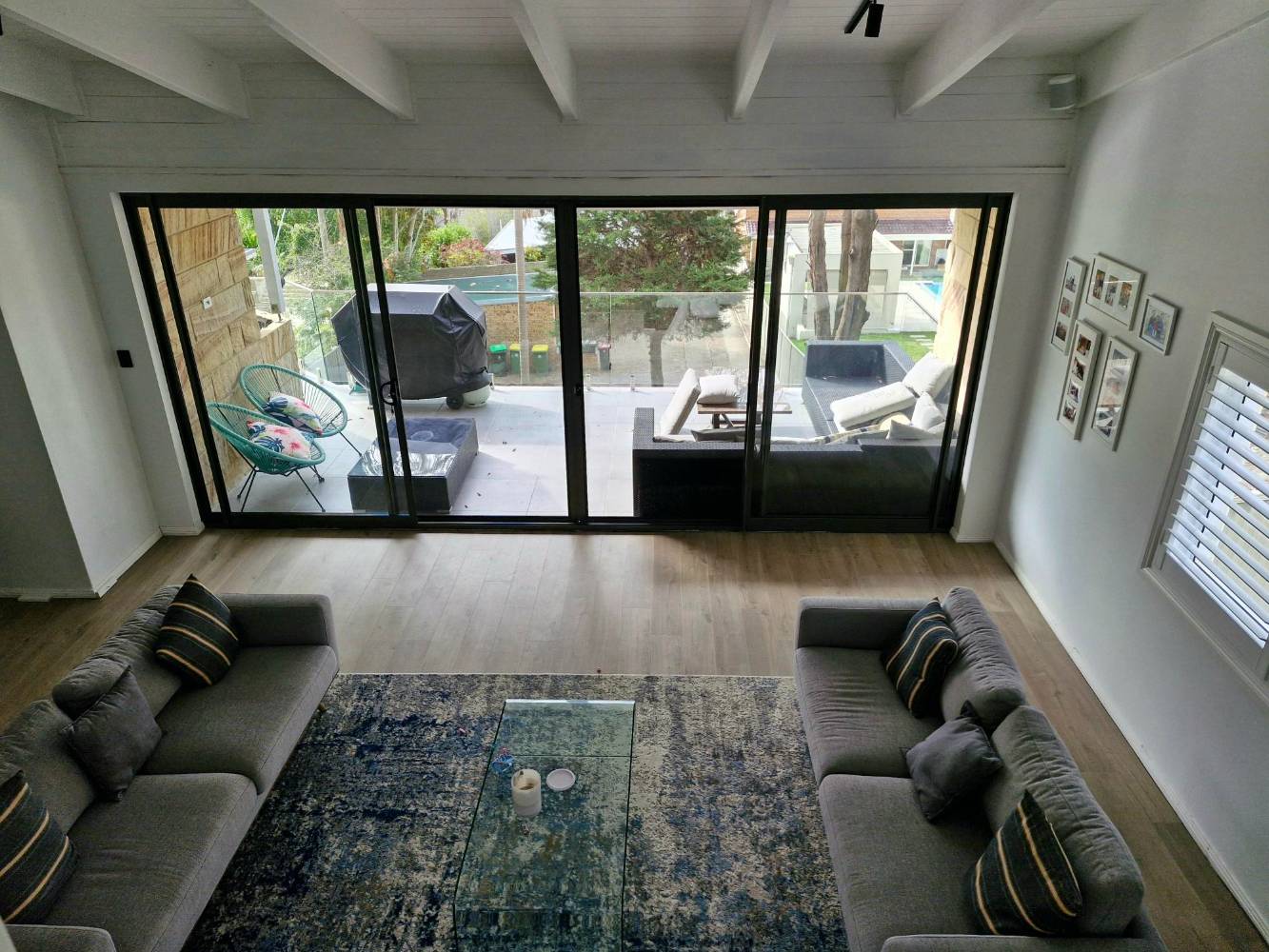 Living area with access to large balcony