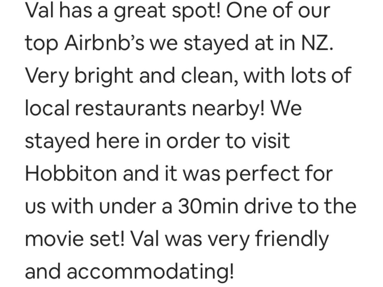 Review from Airbnb guests