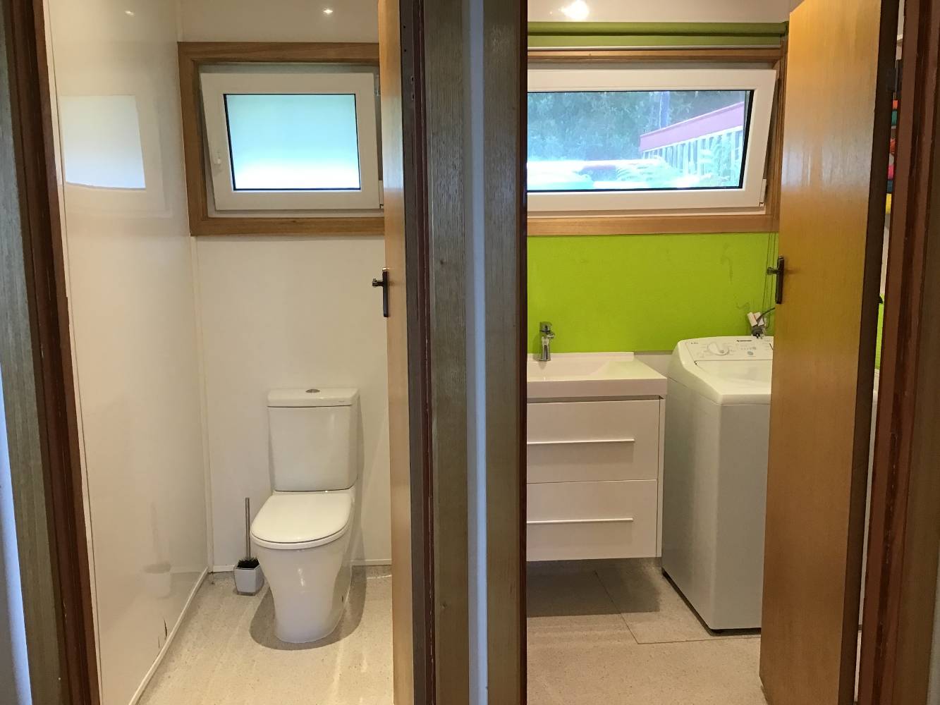 Bathroom and separate toilet.