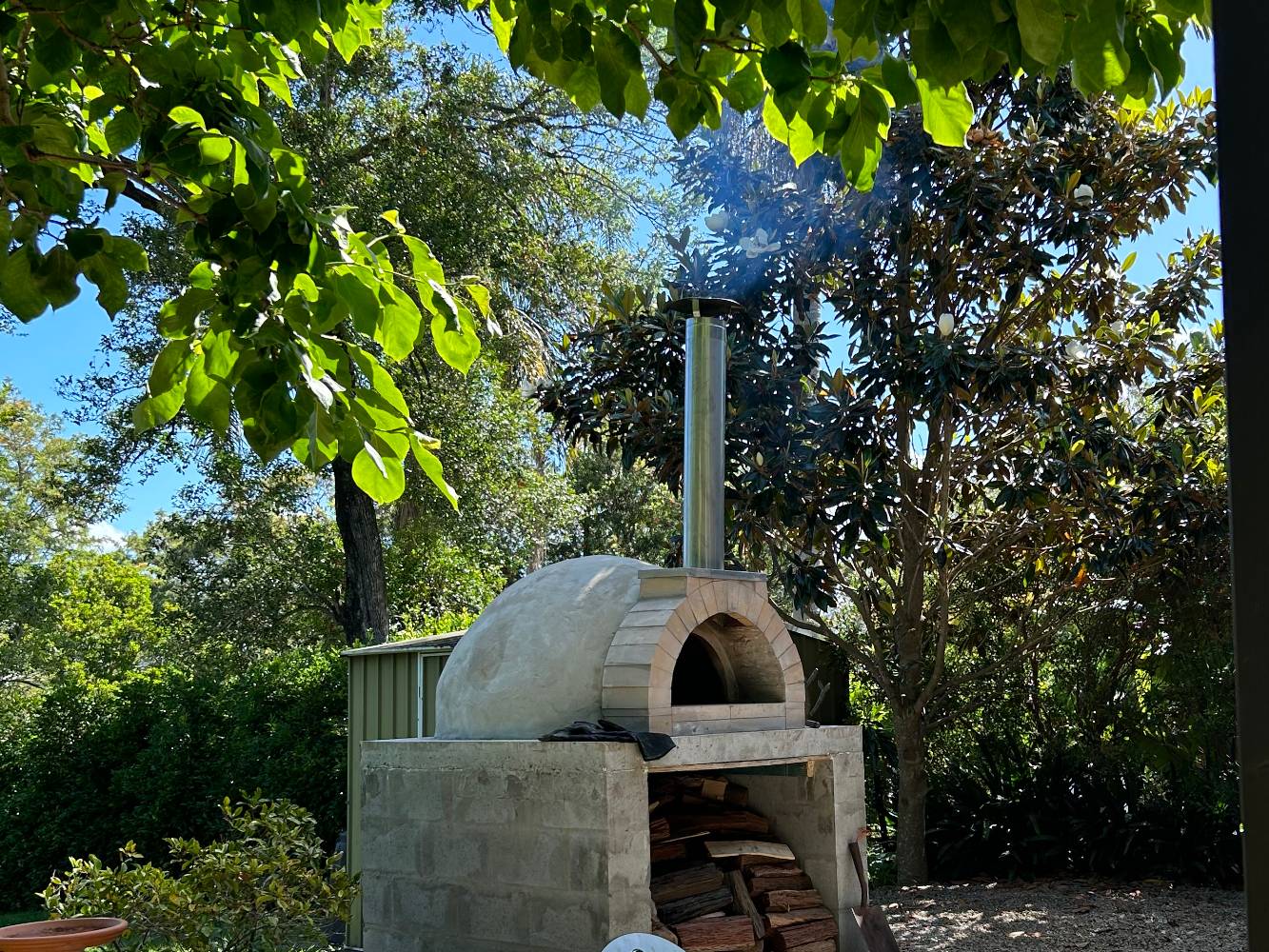 Pizza oven in garden