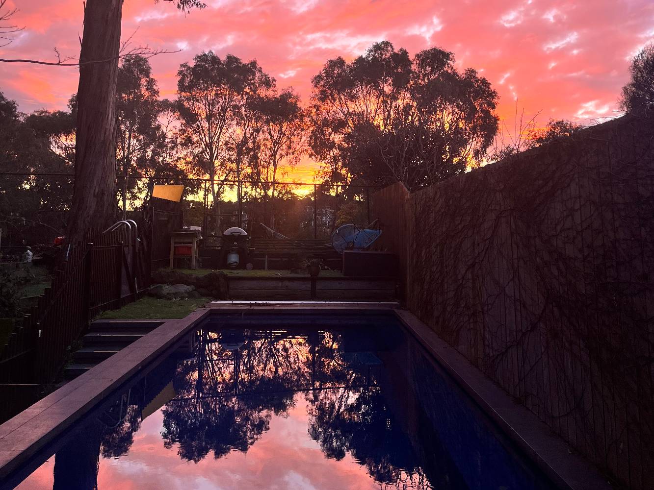 Sunrise over pool