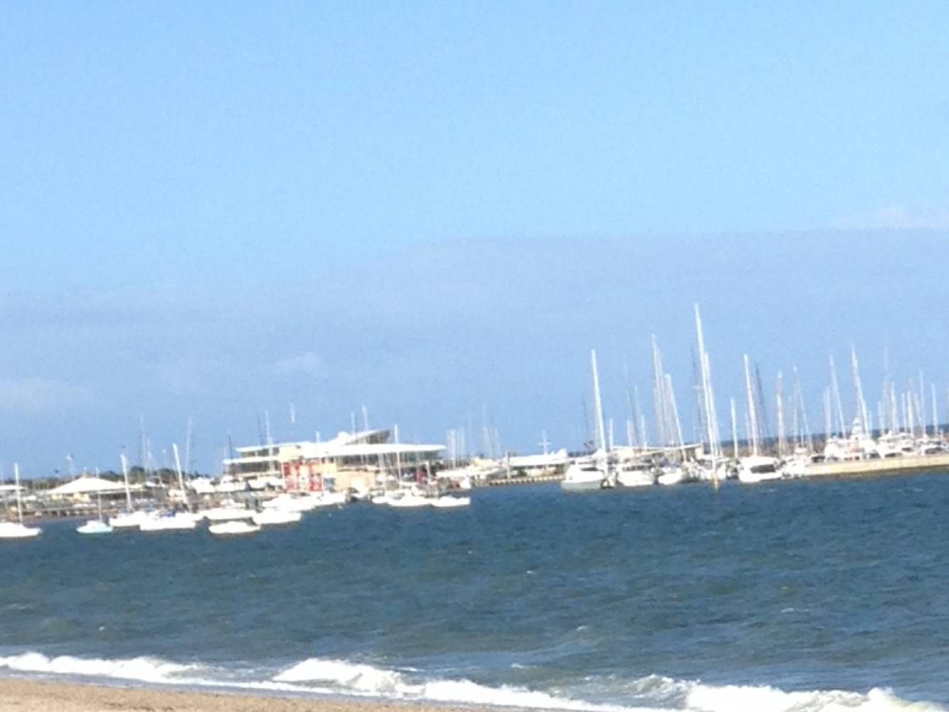 Looking toward the yacht club from the swimming beach