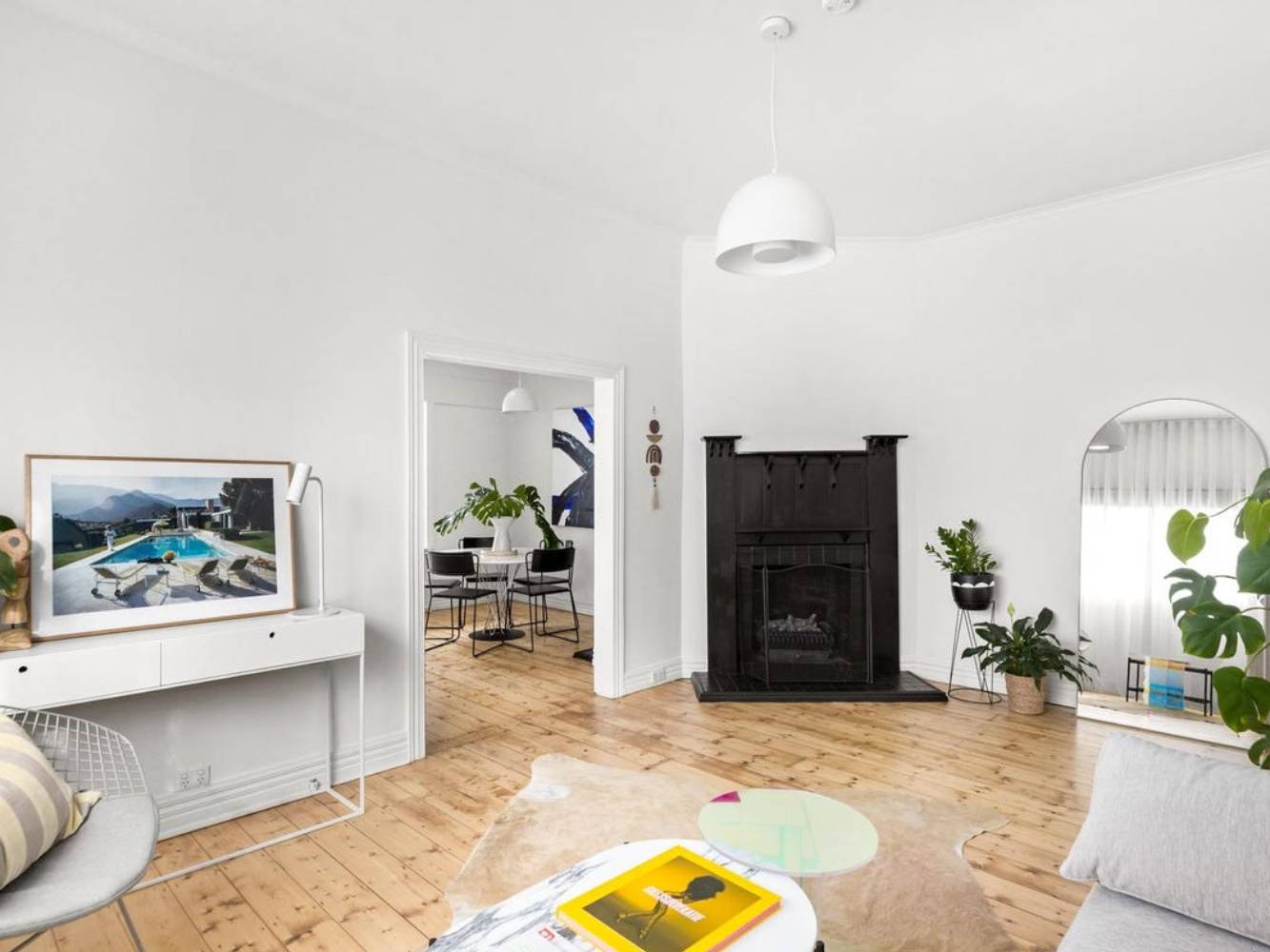 Lounge room with fireplace