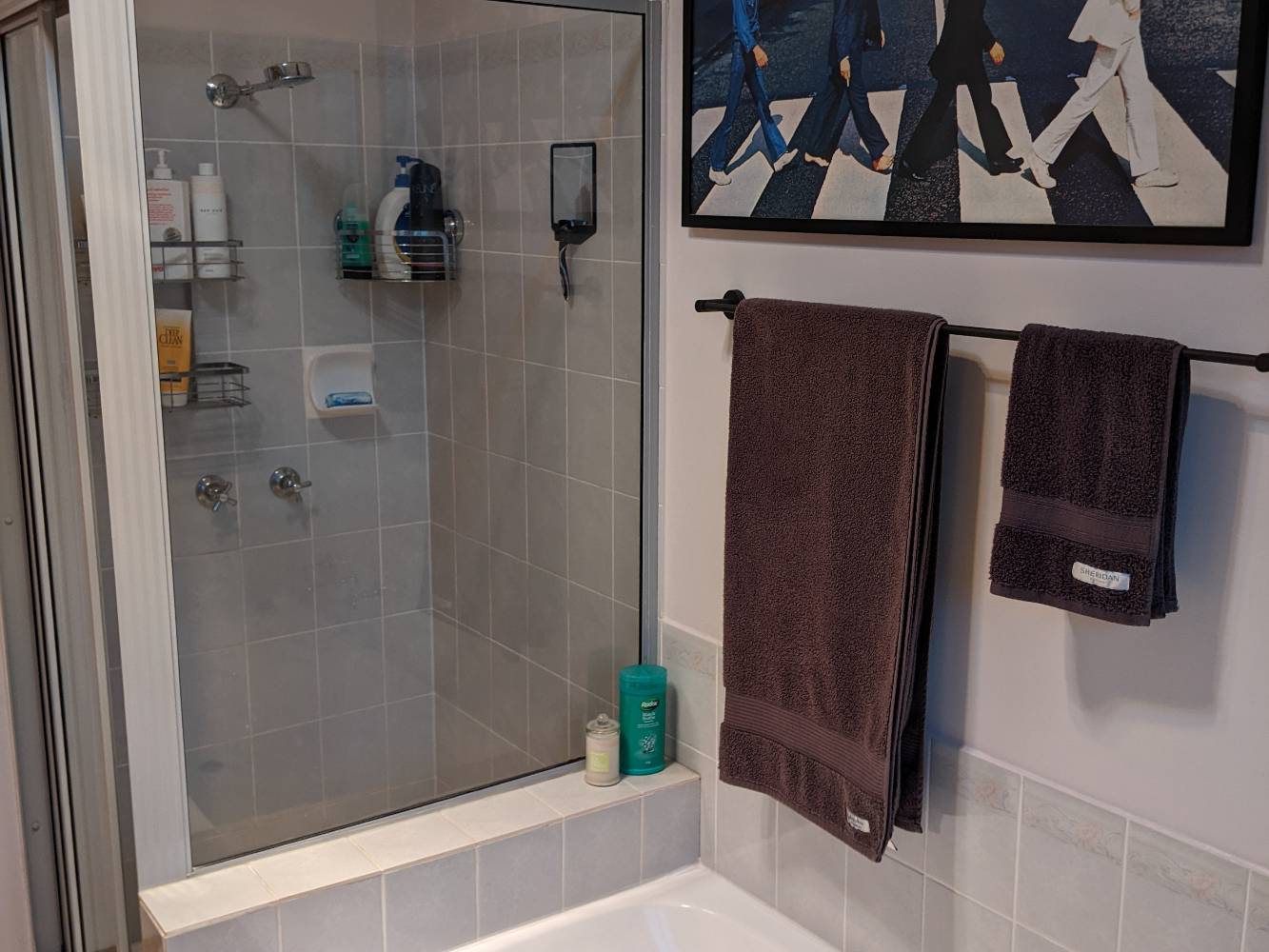 Bathroom with separate bath and shower