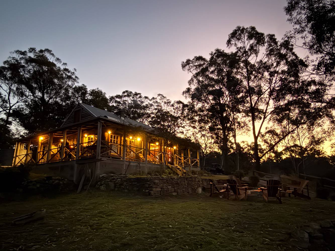 the cabin at evening