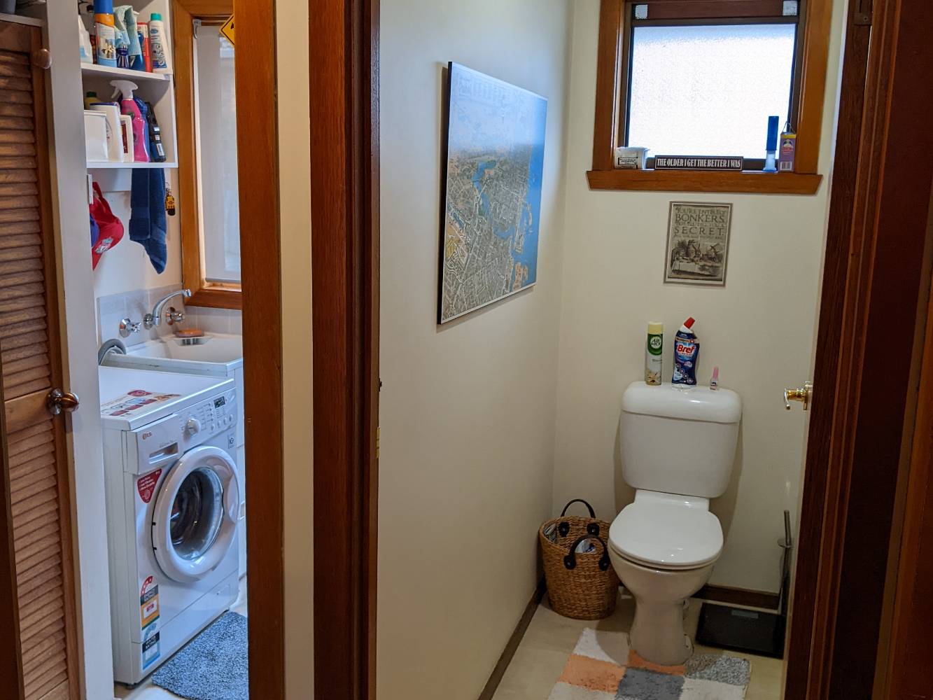 Front entrance with laundry and separate toilet next door