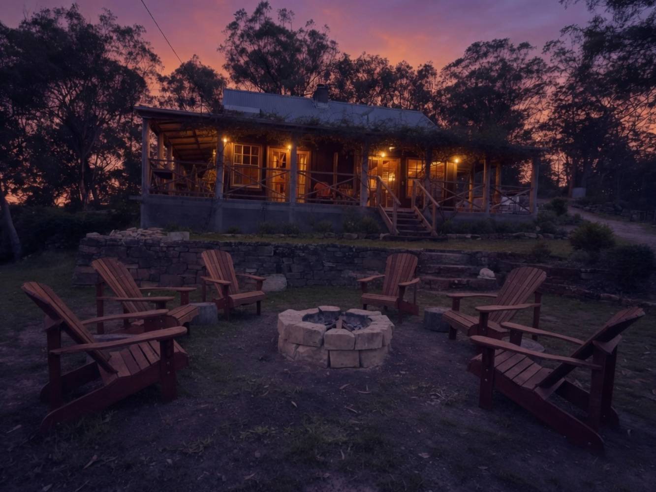 Cabin from firepit