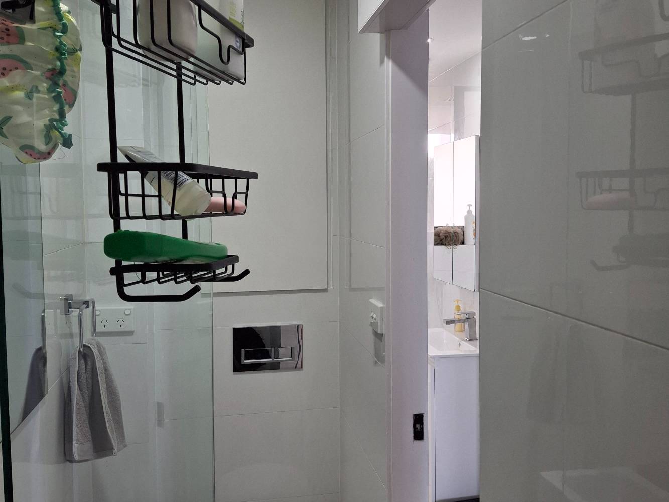 newly renovated bathroom with shower