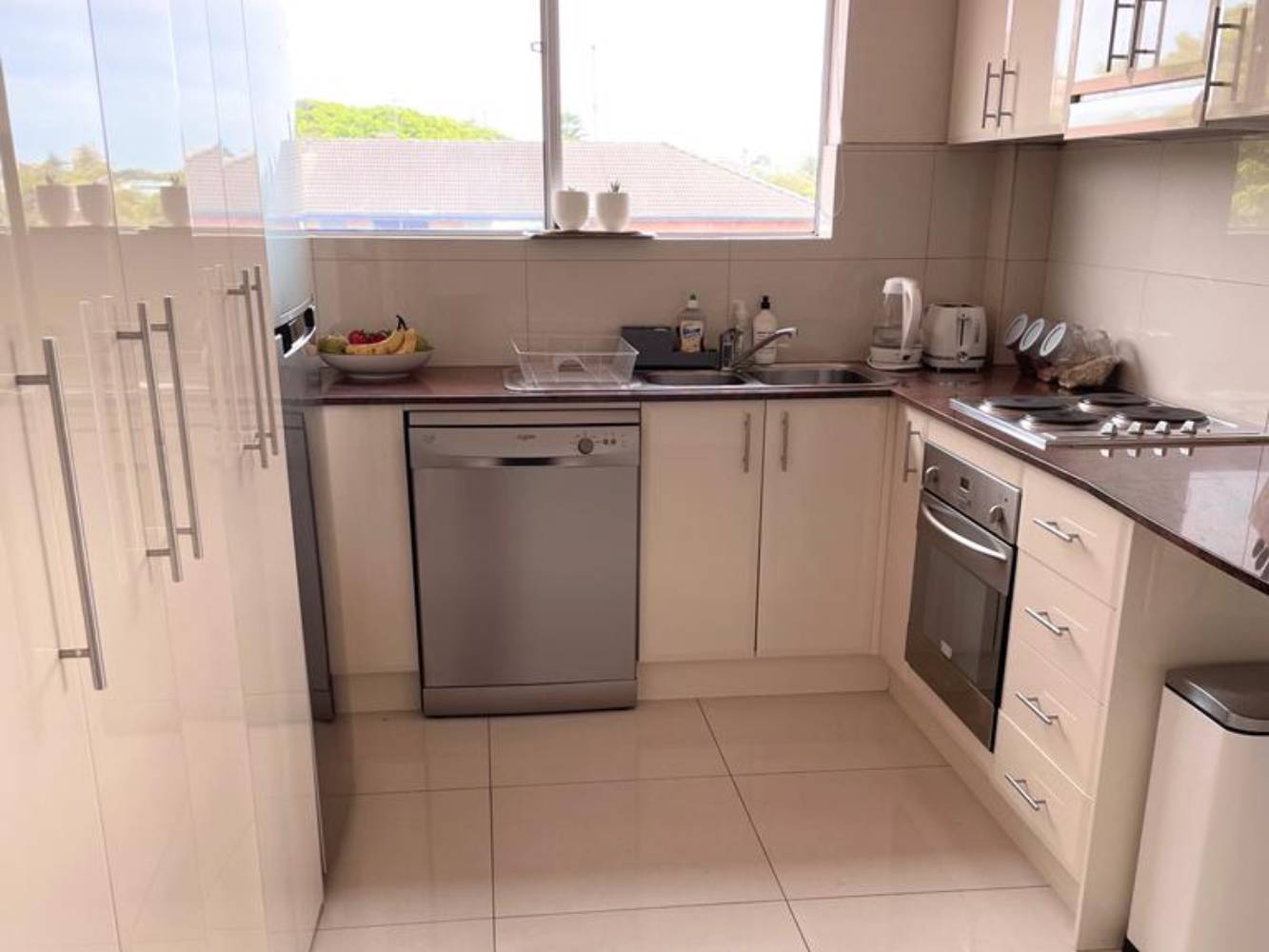 kitchen opens up to the living space