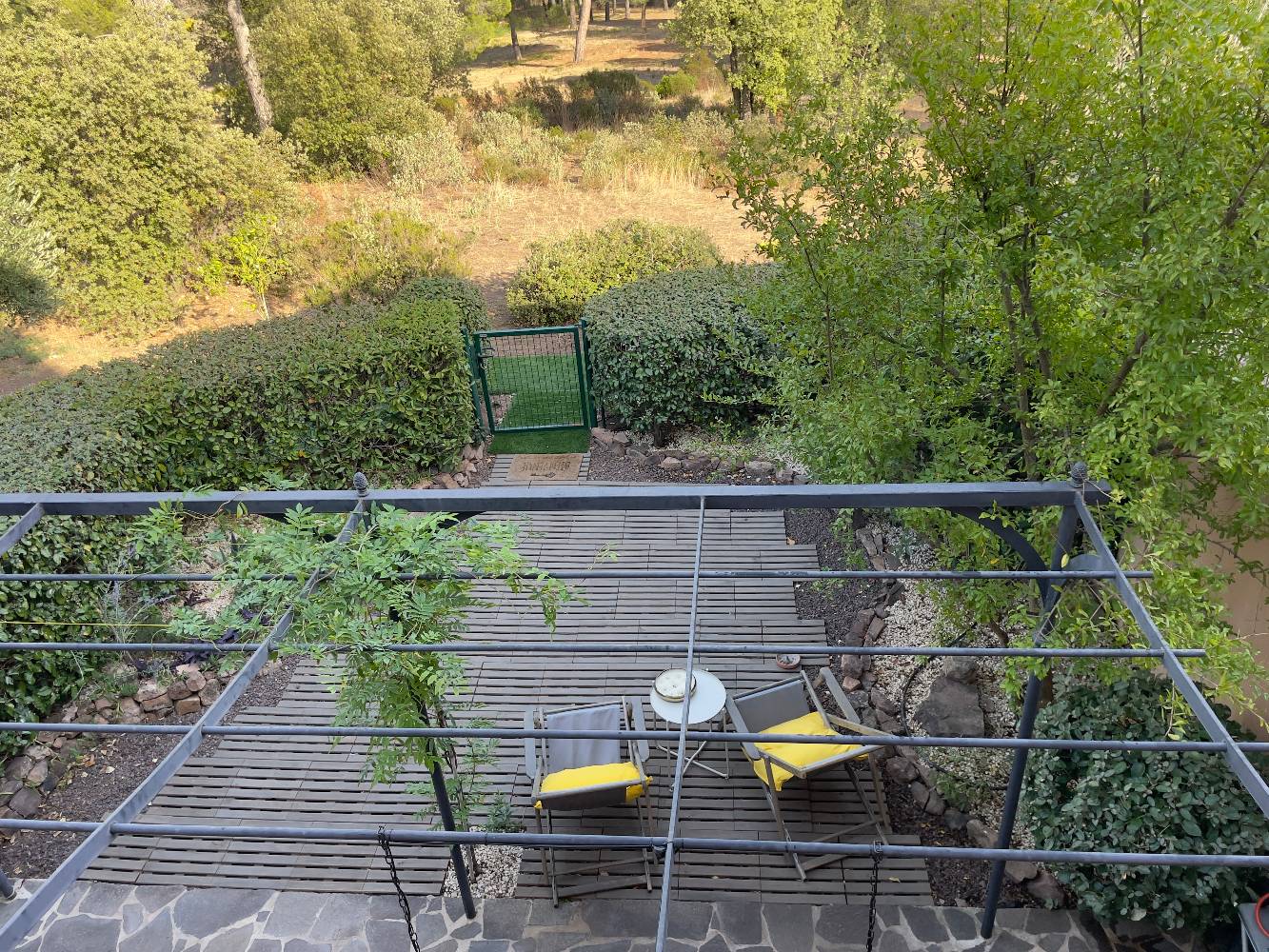 Garden with view to nature and wild forest