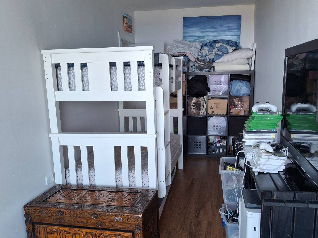 2nd bedroom, double bunk plus single trundle bed